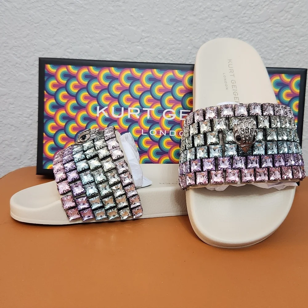 Kurt Geiger Women's Sparkling Multicolor Slide Sandals - Picture 2 of 4